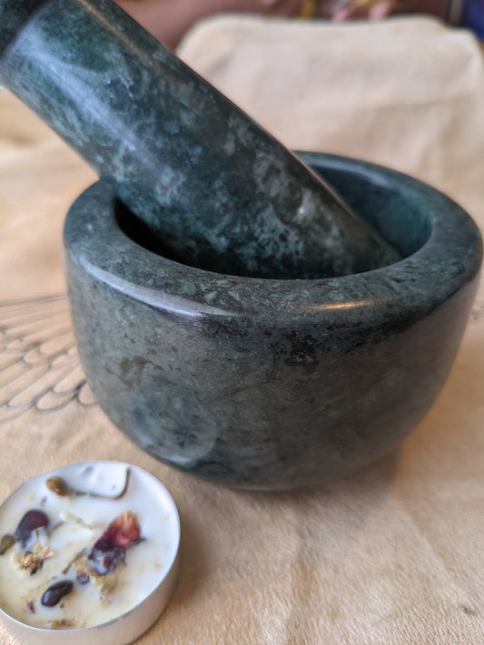 Green Marble Mortar and Pestle