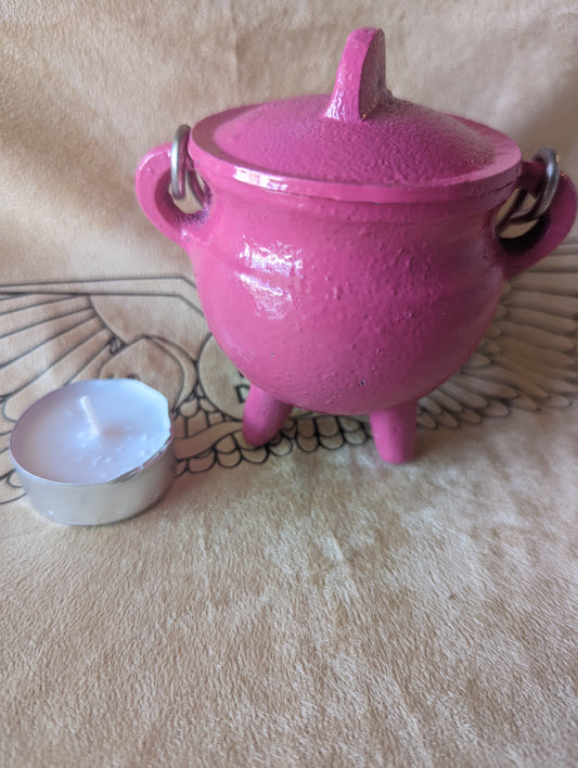 Mini Cast Iron Cauldron (Pink)